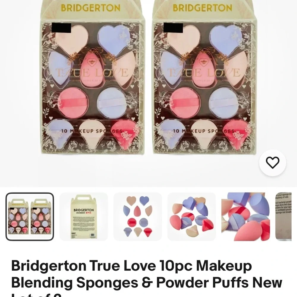 2 Bridgerton Heart-Shaped Makeup Sponges Set